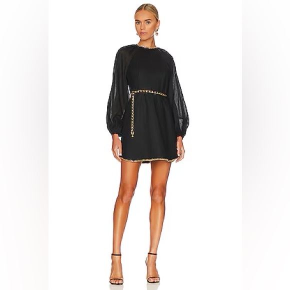 ZIMMERMANN Open-backEmbellished Linen Mini Dress In Black